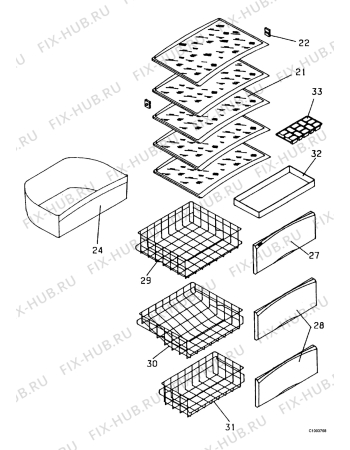 Взрыв-схема холодильника Electrolux EK305N/LWS - Схема узла Internal parts